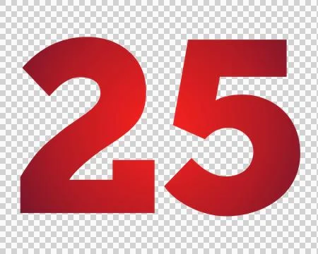 Red number 25 on transparent background Stock Illustration