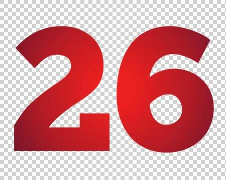 Red number 26 on transparent background Stock Illustration