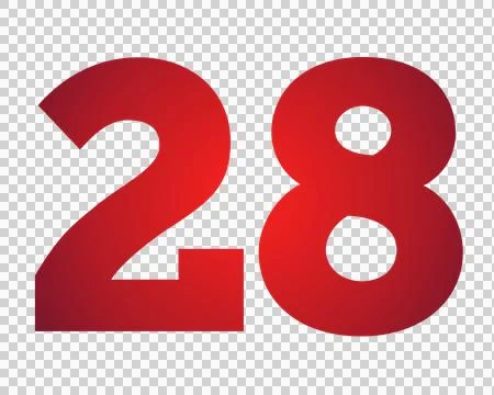 Red number 28 on transparent background Stock Illustration
