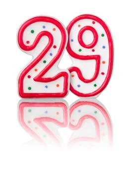 Red number 29 with reflection on a white background Stock Photos