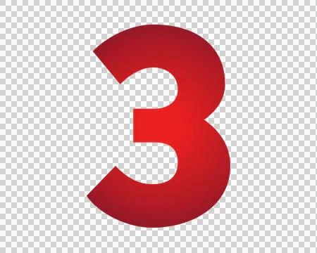 Red number 3 on transparent background Stock Illustration