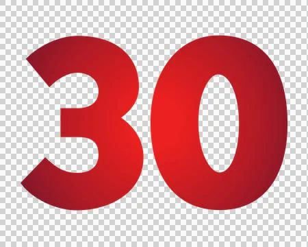 Red number 30 on transparent background Stock Illustration
