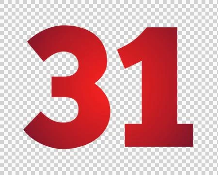 Red number 31 on transparent background Stock Illustration