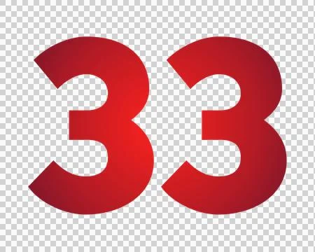 Red number 33 on transparent background Stock Illustration