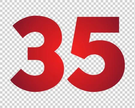 Red number 35 on transparent background Stock Illustration