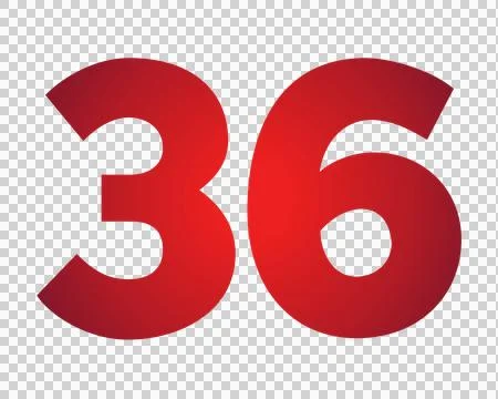 Red number 36 on transparent background Stock Illustration