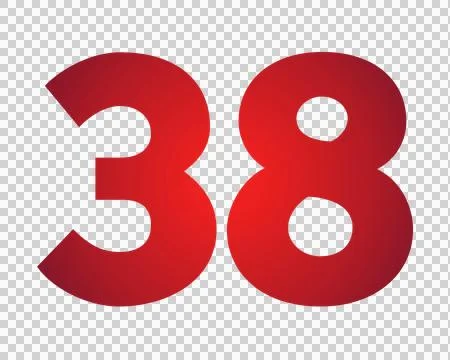 Red number 38 on transparent background Stock Illustration