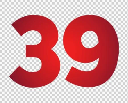 Red number 39 on transparent background Stock Illustration
