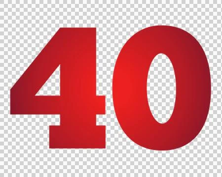Red number 40 on transparent background Stock Illustration