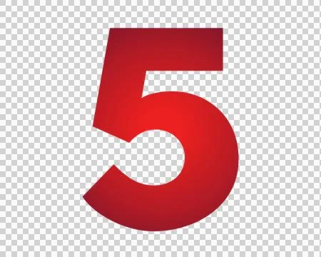 Red number 5 five on transparent background Stock Illustration