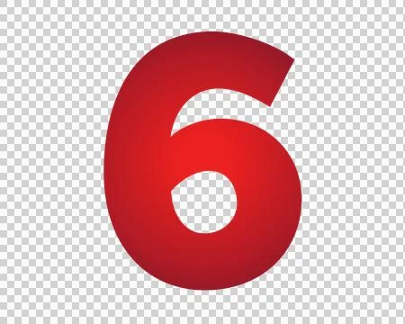 Red number 6 on transparent background Stock Illustration