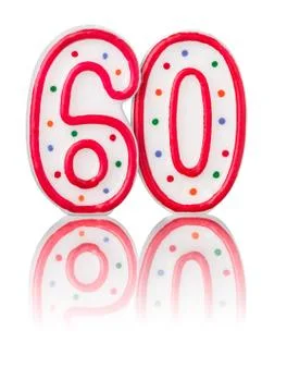 Red number 60 with reflection Stock Photos