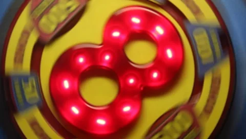 Red The number 8 eight spinning &amp; blinking Stock Footage 7733555