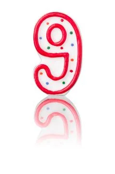 Red number 9 with reflection Иллюстрация