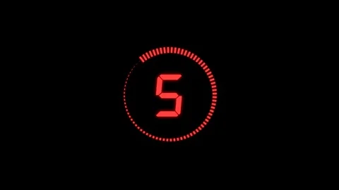 Red number countdown timer animation from 10 to 0 with rotating loading ring. Video stock 330680244