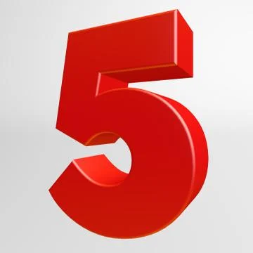 Red number five on white background Stock-Illustration