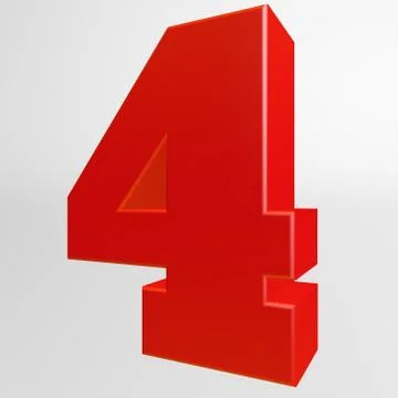 Red number four on white background Stock Illustration