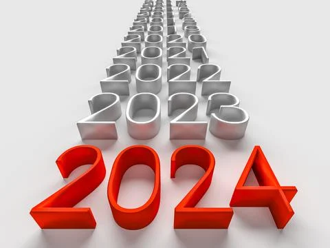 Red number of new year 2024 near old years. Celebrate holiday concept Stock Illustration