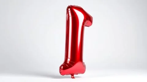 Red Number One Balloon Floating on White Background - Celebration, Annivers.. Stock Footage 333410277