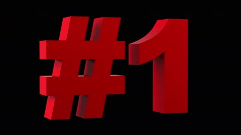 Red number one loop rotate on black background Stock Footage 64656061