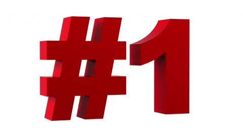 Red number one loop rotate on white background Stock Footage 64656133