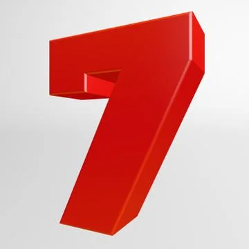 Red number seven on white background Stock Illustration