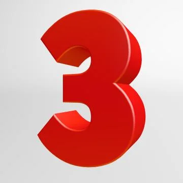 Red number three on white background Stock Illustration
