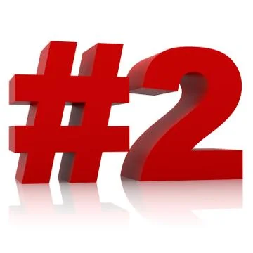 Red number two sign isolated on white background Stock Illustration