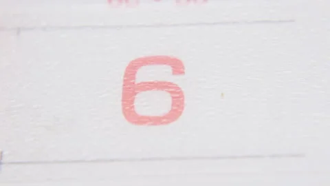 Red Number On White Paper. 6th Is Day When Business Will Celebrate Anniversary Stock-Footage 141535985