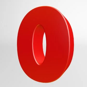 Red number zero on white background Stock Illustration
