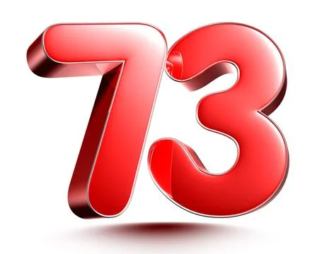 Red numbers 73 on white background 3D rendering with clipping path. Stock Illustration