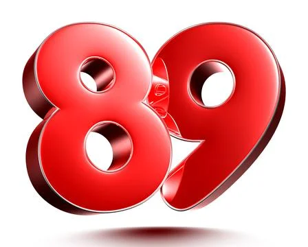 Red numbers 89 on white background 3D rendering with clipping path. Stock Illustration