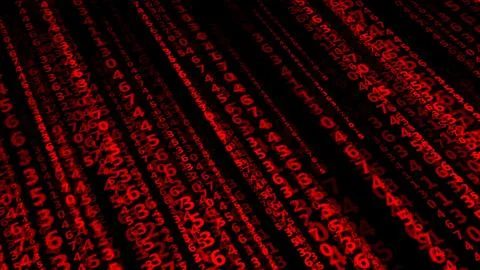 Red numbers on a dark background. Artificial intelligence concept . Stock Illustration