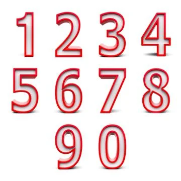 Red numbers set Stock Illustration