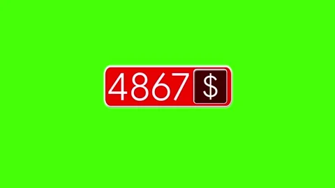 Red Numeric Price Counter with Dollar Symbol on Green Screen Vídeos de archivo 341602595