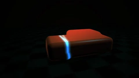 Red Object Glowing with Blue Laser Scan Line on Grid Stock Footage 343762813