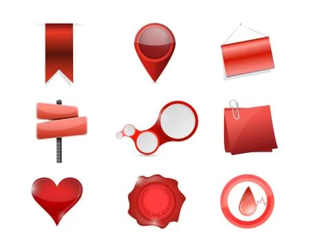 Red objects icon set illustration design Illustrazione stock