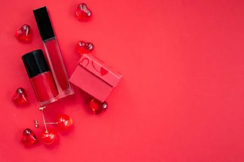Red objects on a red red background Stock Photos