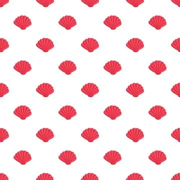 Red ocean shells creating a seamless pattern background Stockillustratie