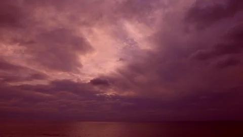 Red Ocean Sunset and Sky Stock Footage 76373841