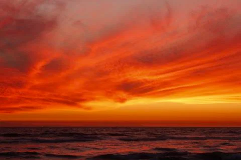 Red Ocean Sunset Stock Photos