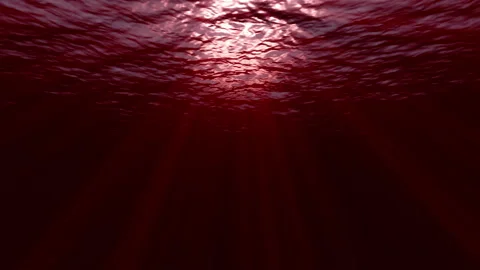 Red Ocean Underwater with Shining Light Rays Stock-Footage 240323862