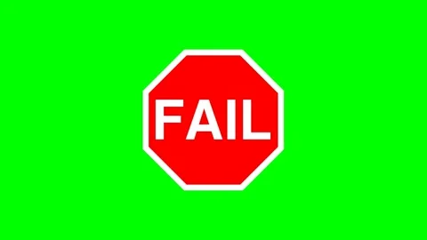 Red Octagon FAIL Stop Sign Pop Up Animation Green Screen Stock-Footage 341262587