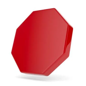 Red octagon on white background. Isolated 3D illustration Stock Illustration