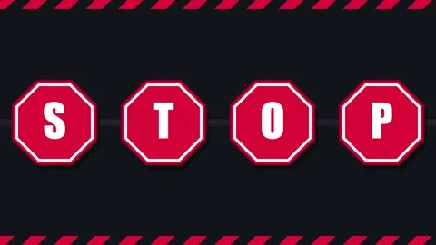 Red Octagonal Stop Signs on Black Background Video stock 339393513