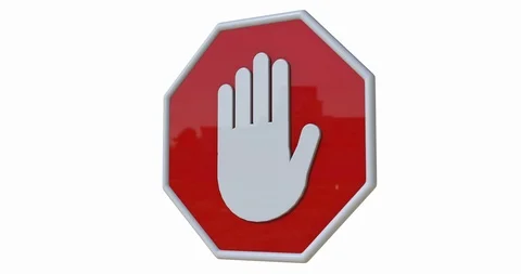 Red Octagonal Stop Roadsign with Big Hand Symbol for Prohibited Activities Stock Footage 126671613