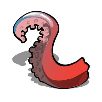Red octopus tentacle isolated on a white background. Vector cartoon close-up Stock Illustration