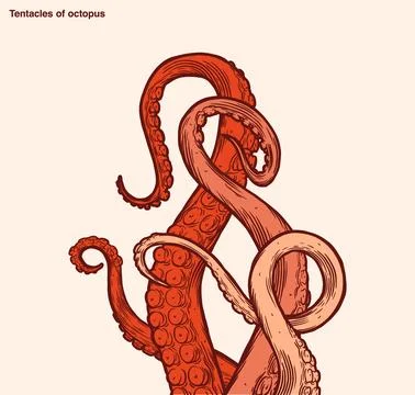 Red octopus tentacles Stock Illustration