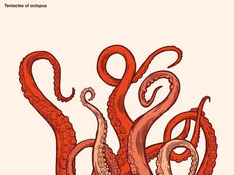 Red octopus tentacles Stock Illustration