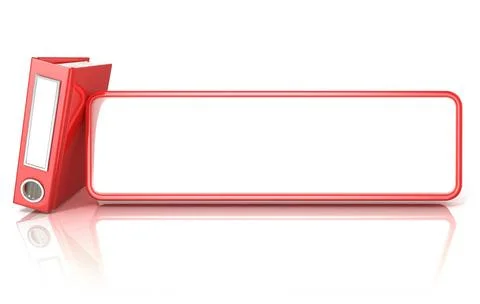 Red office binder folder, with white copy space table. 3D Red office binde... Stock Photos